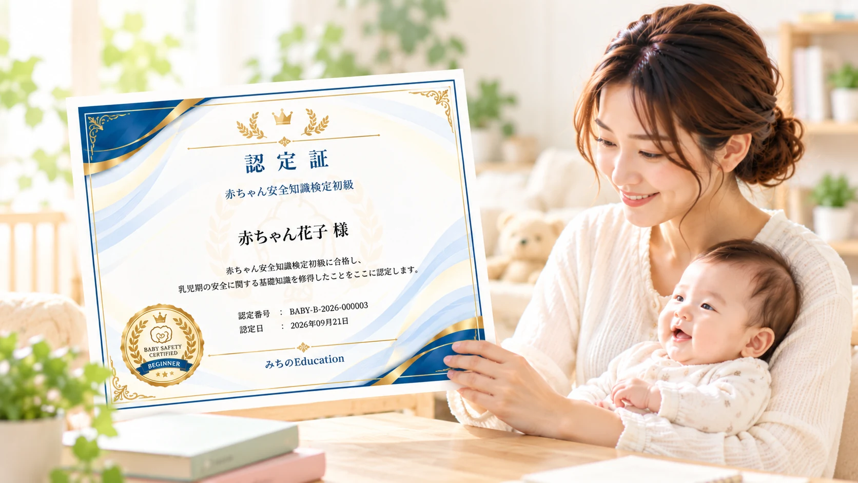 赤ちゃん安全知識検定初級の認定証イメージ