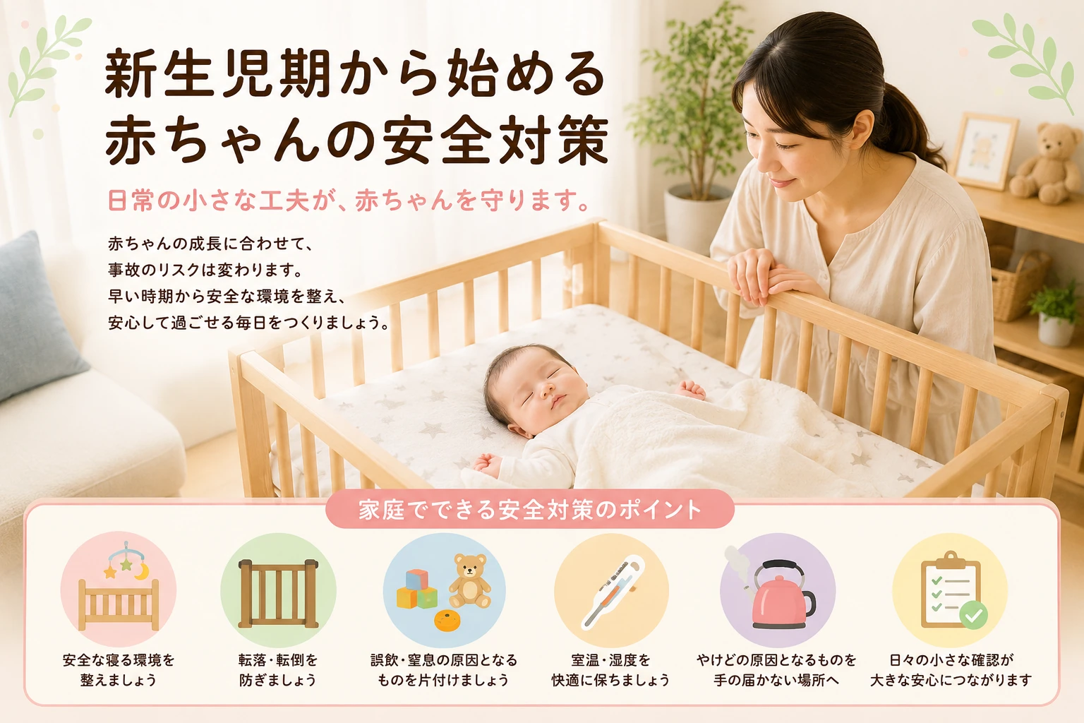 新生児期から始める赤ちゃんの安全対策のイメージ